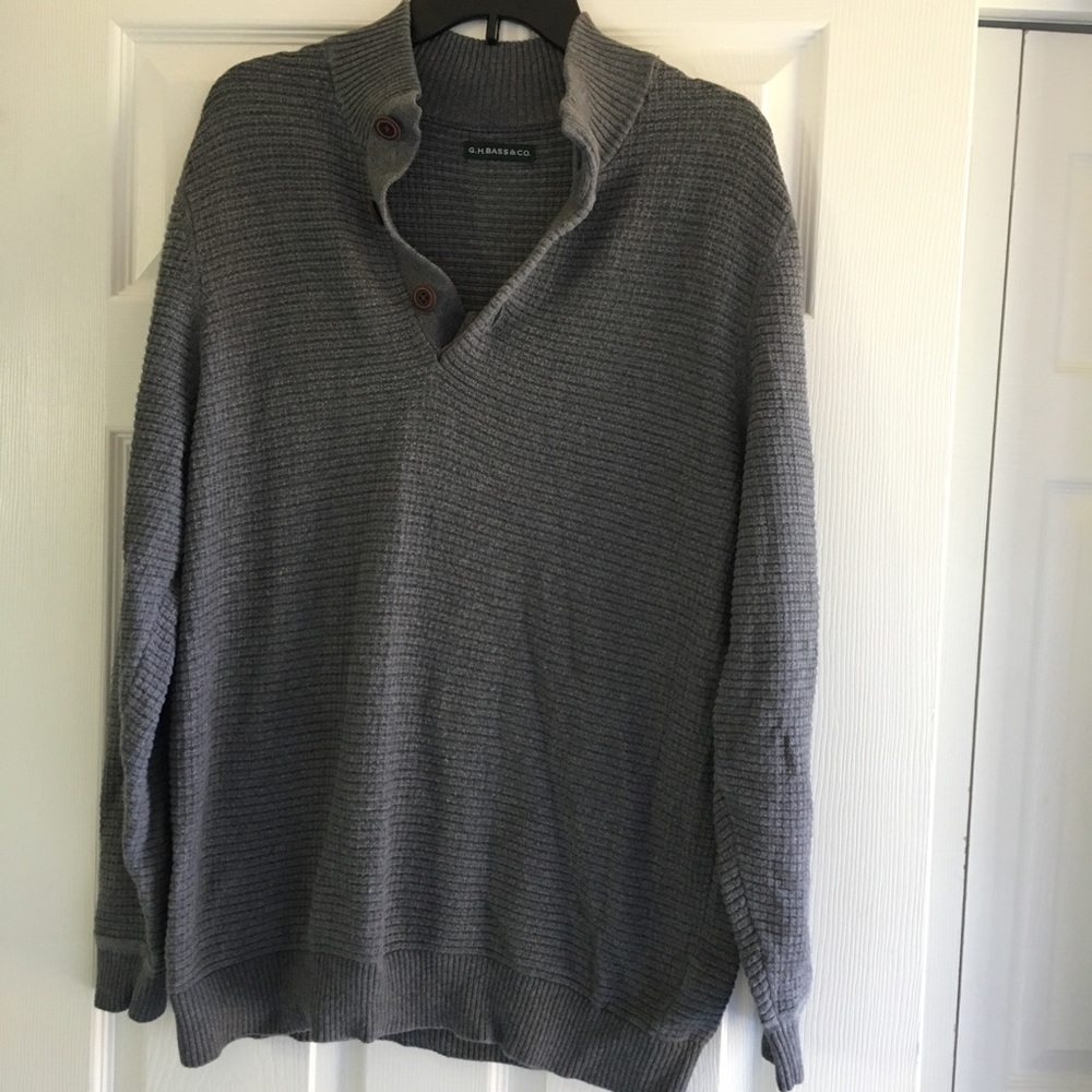 G.H. Bass & Co Men's Kint  Gray Sweater-SZ L